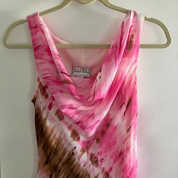 JOSEPH RIBKOFF Multicolored Pink Brown & White Dress Size 8 Ruffle Layer Look. - Picture 2 of 10